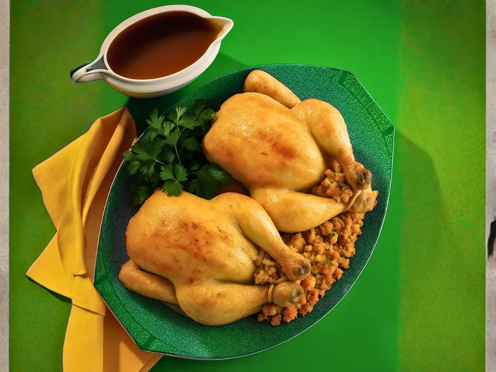 Pot Roast Chicken with Sausage Stuffing