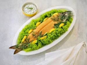 Poached whole fish