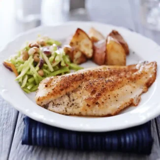 Dinner A healthy plate consisting of balanced diet of carbs and proteins and essential shown as ideal dinner